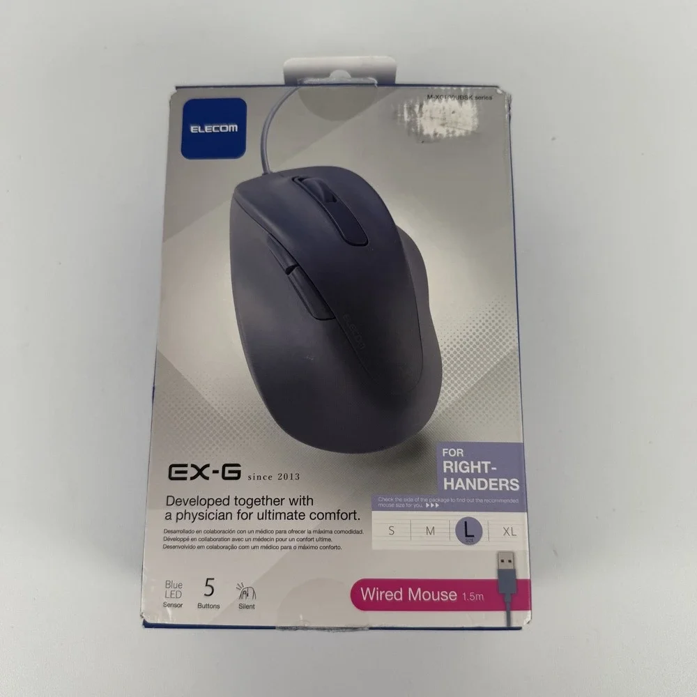 ELECOM Wired Mouse EX-G Quiet Large Size 5 Buttons‎ & quotAskDoctors Evaluation